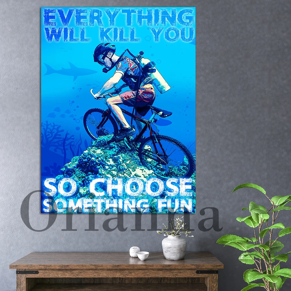 Hoose Cycling Retro Poster Diving Print Bicycle Lovers Wall Art Canvas Painting Modern Living Room Cuadros Home Decor Gift