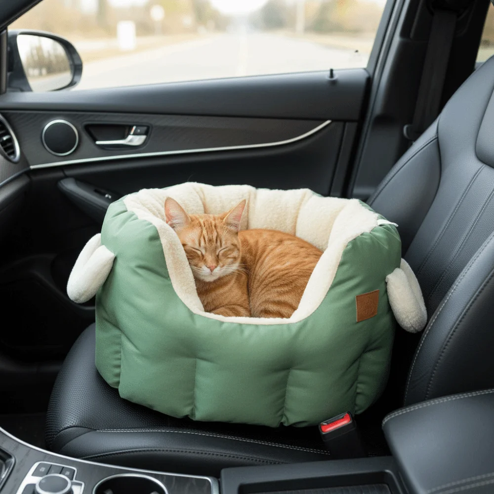 Multi Functional Thickened Car Pet Bed Warm Comfortable Cat Outdoor Bag Soft Bull Horn Buckle Pet Cotton Nest Car Use