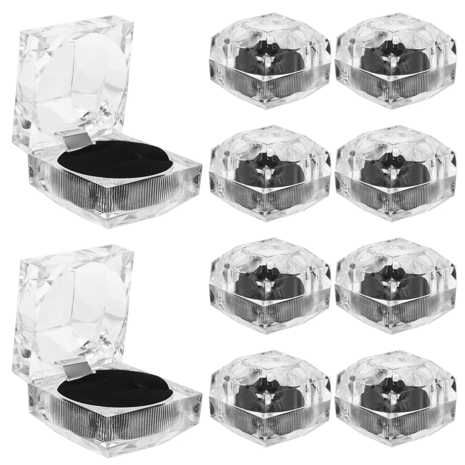 

10Pcs Small Jewelry Containers Acrylic Ring Box Organizer with Versatile Design for Home Travel Portable Storage of Rings