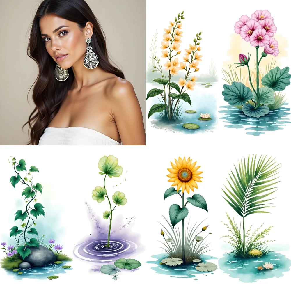 

9 шт. временные татуировки цветочные татуировки временные татуировки наклейки акварельные татуировки акварель для детей грудь плечи