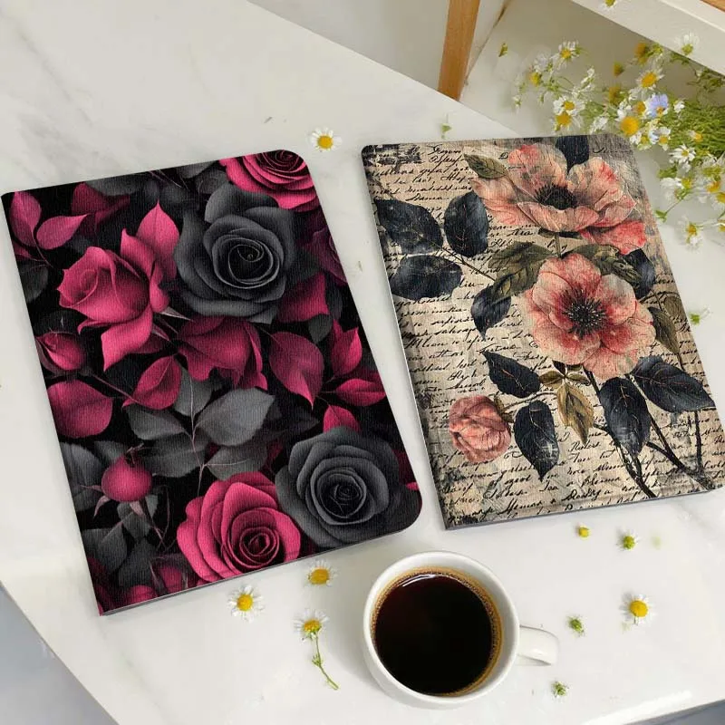

Black Red Rose Pattern Gift Tablet Case For Huawei Honor MatePad MediaPad Air 5 6 7 11 V6 V7 V8 V9 X9 X8 T10 T10s C5e T5