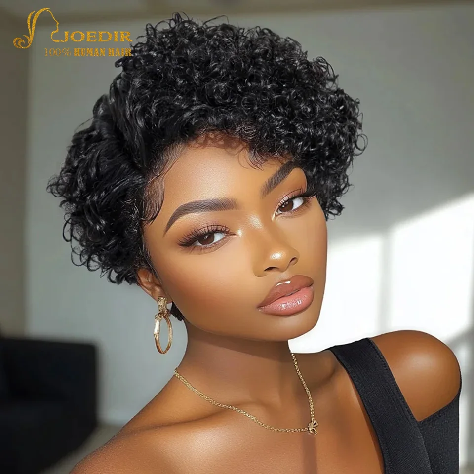 

Pixie Cut Wig Short Bob Curly Human Hair Wigs Cheap 13X6x1 Transparent Lace Water Deep Wave Lace Front Wig For Women QVR Hair