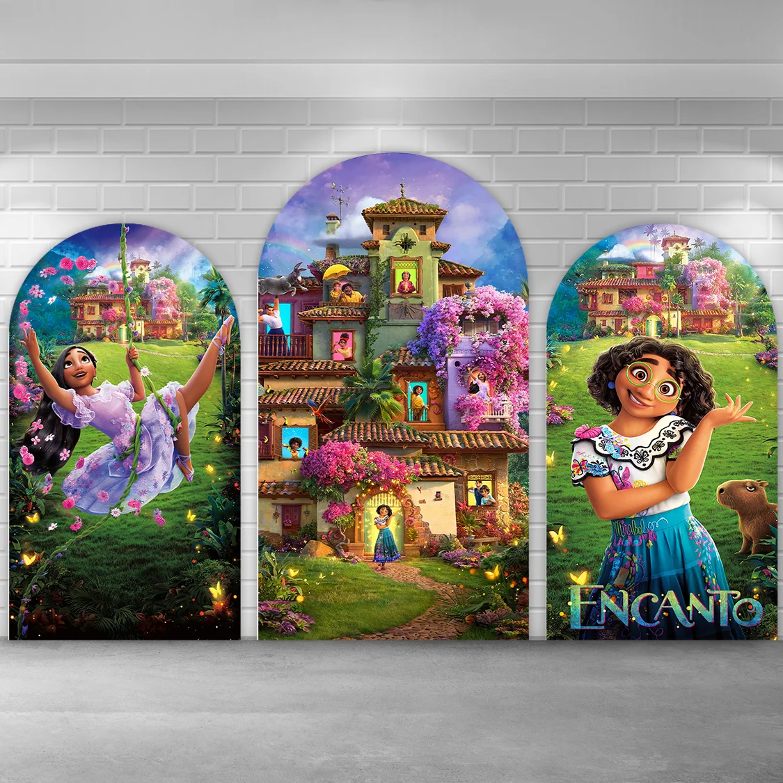 

Movie Encanto Arch Chiara Cover Backdrop Photobooth Kids Birthday Party Decoration Background Doubleside Print Elastic Fabric