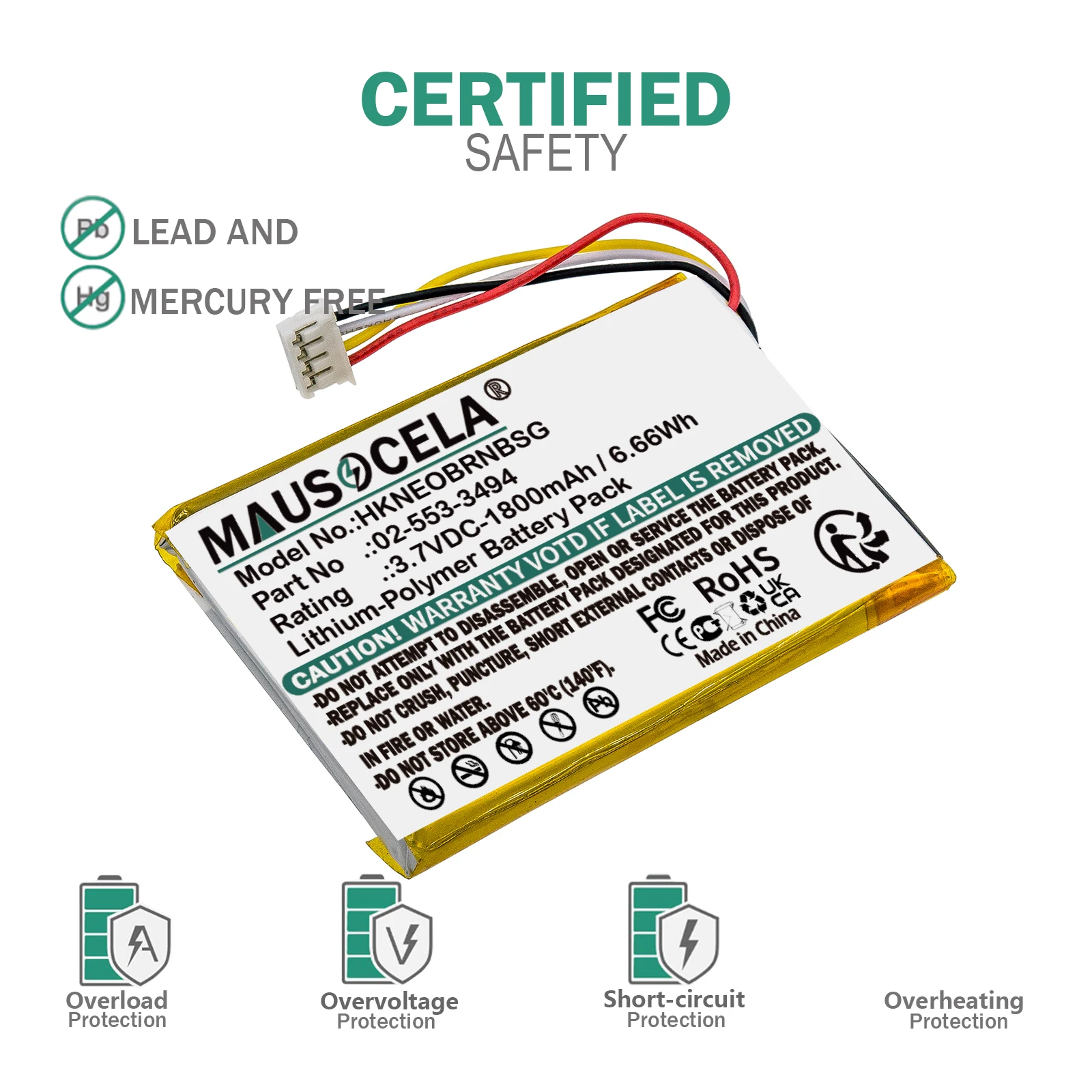 1800mAh Speaker Battery For Harman/Kardon:02-553-3494,Neo,HKNEOBRNBSG,+Toolkit,--Li-Polymer--3.70V--1800mAh / 6.66Wh