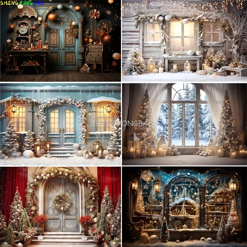 

Christmas Day Fireplace Living Room Photography Backdrops New Year Holiday Fireplace Patio Indoor Party Background DJ-03
