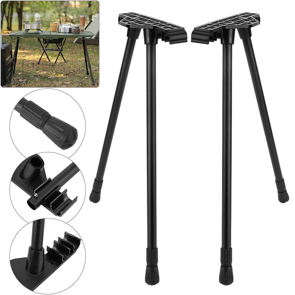 Foldable Camping Table Legs Strong Load-bearing Metal Furniture Legs Adjustable Height Coffee Table Legs DIY Camping Equipment