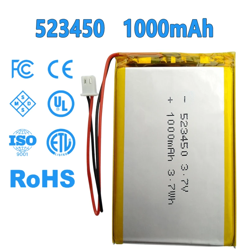 523450 3.7V 1000Mah…