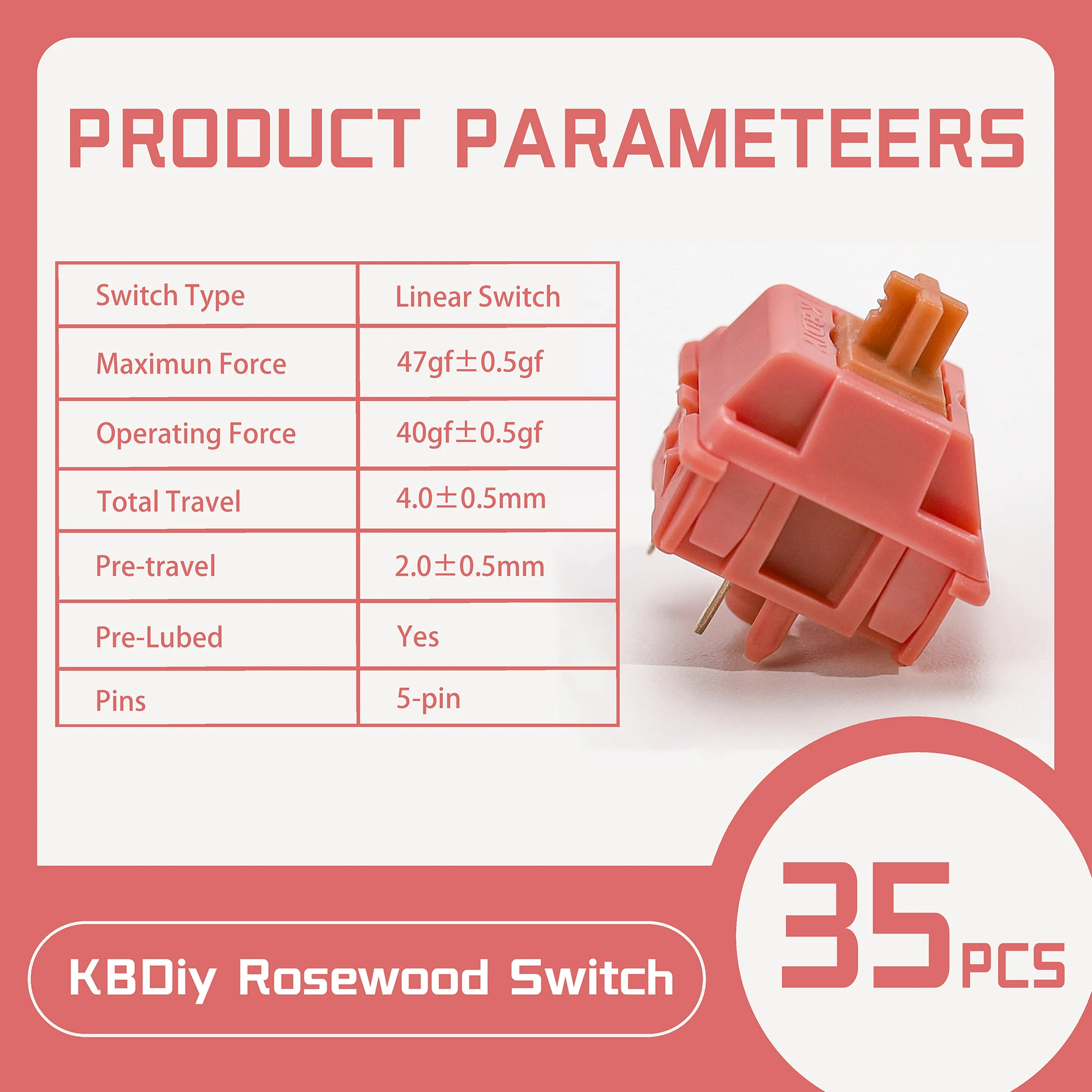 KBDiy Sakura Switch Linear Switches 37g for Gaming Mechanical