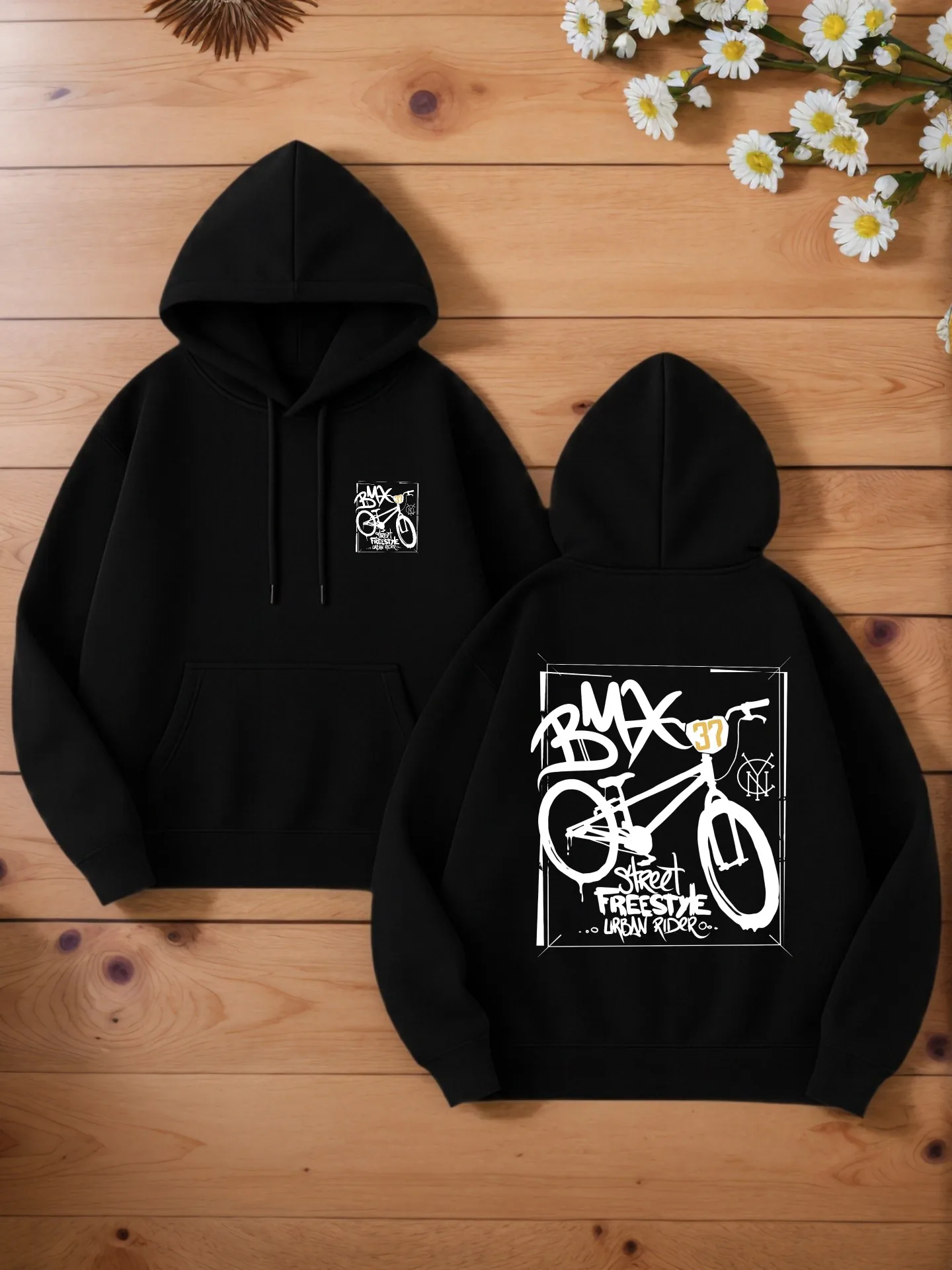 

Мужская толстовка с рисунком, уличный стиль, на флисовой подкладке, BMX — графический принт на велосипеде, для повседневной носки, для молодых мужчин