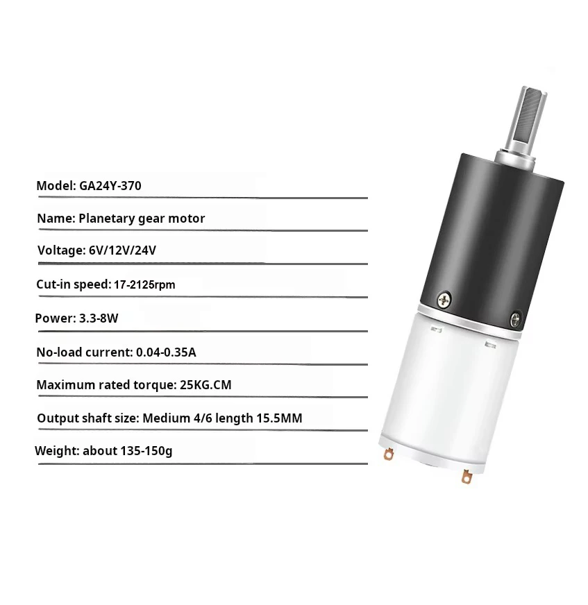 24mm 24GP-370 Planetary DC Gear Motor 6V Large Torque Adjustable Speed Can CW CCW Low Speed Motor