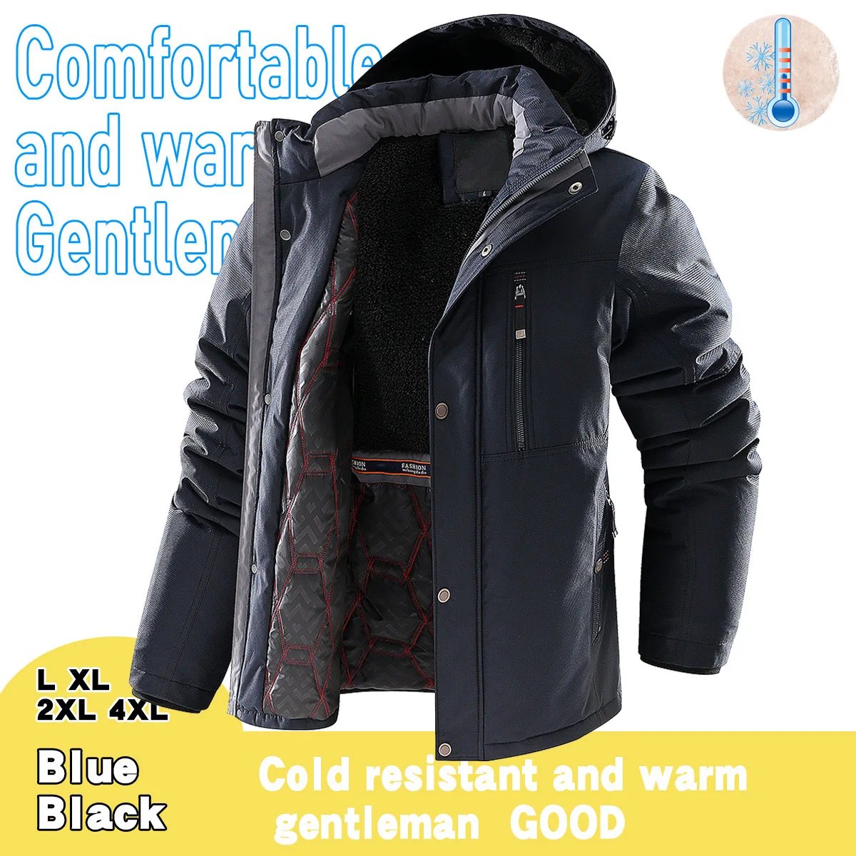 Mens Hooded Parkas Cotton Multi Pocket Windproof Sleeve Detachable Hat Thick Jacket Fashion Casual Loose Outdoor Coat Winter New