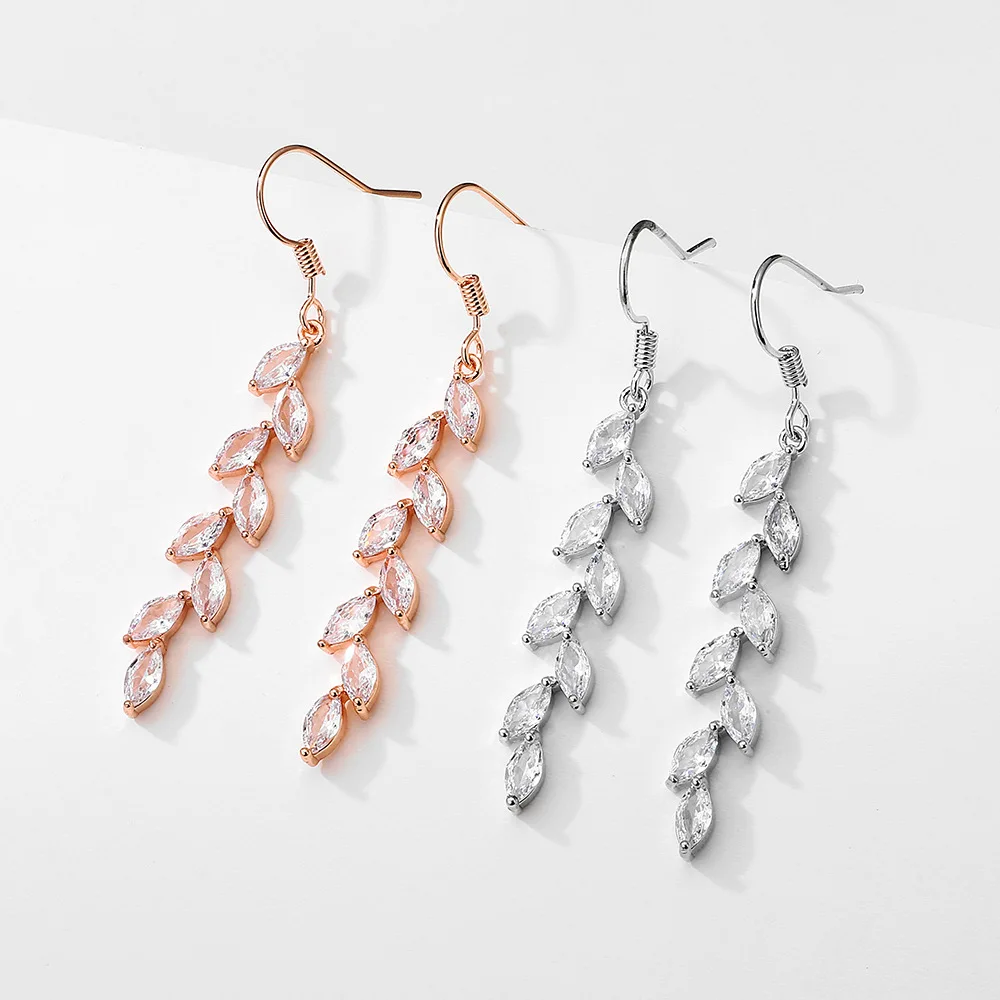 Floralbride Fashion Jewelry Bijoux Anti-allergic Cubic Zircon Pearls Earrings Charm Drop Earrings Bridal Women Dangle Earrings
