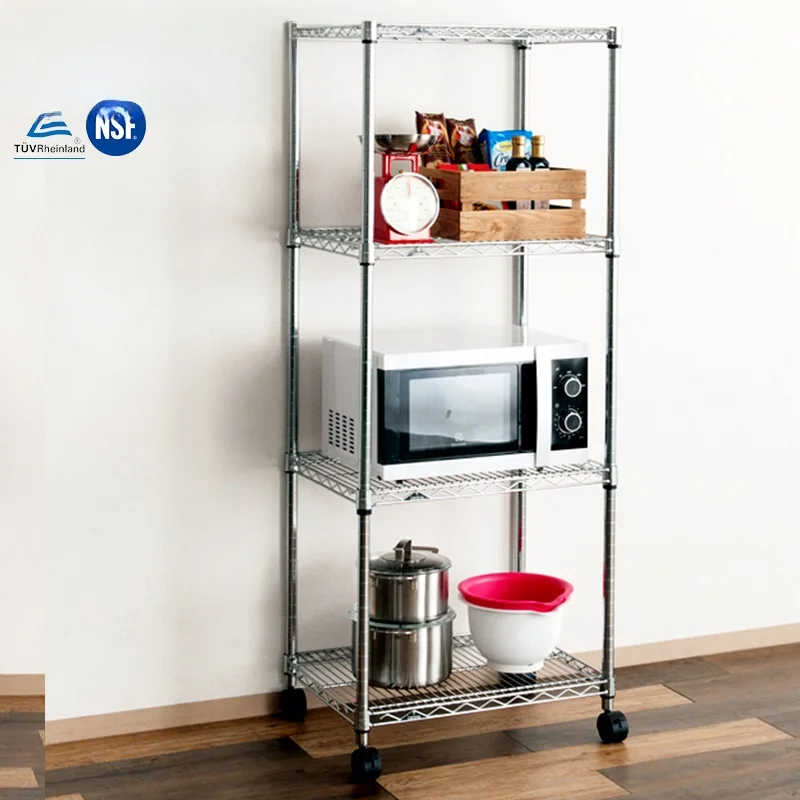 

New Four-Layer Kitchen Stand Carbon Steel Floor-Mounted Storage Ra for Clothes And Utensils Corner Bedroom Organizer