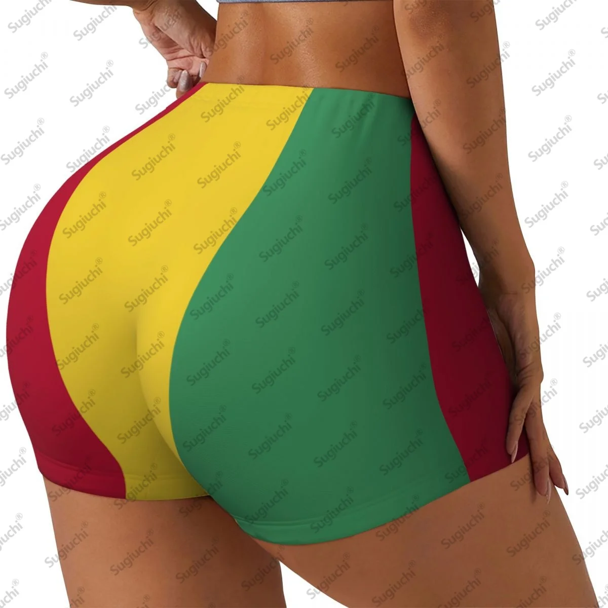 2026 기니 국기 요가 반바지 여성용 운동 스크런치 힙업 하이웨이스트 짐 러닝 반바지