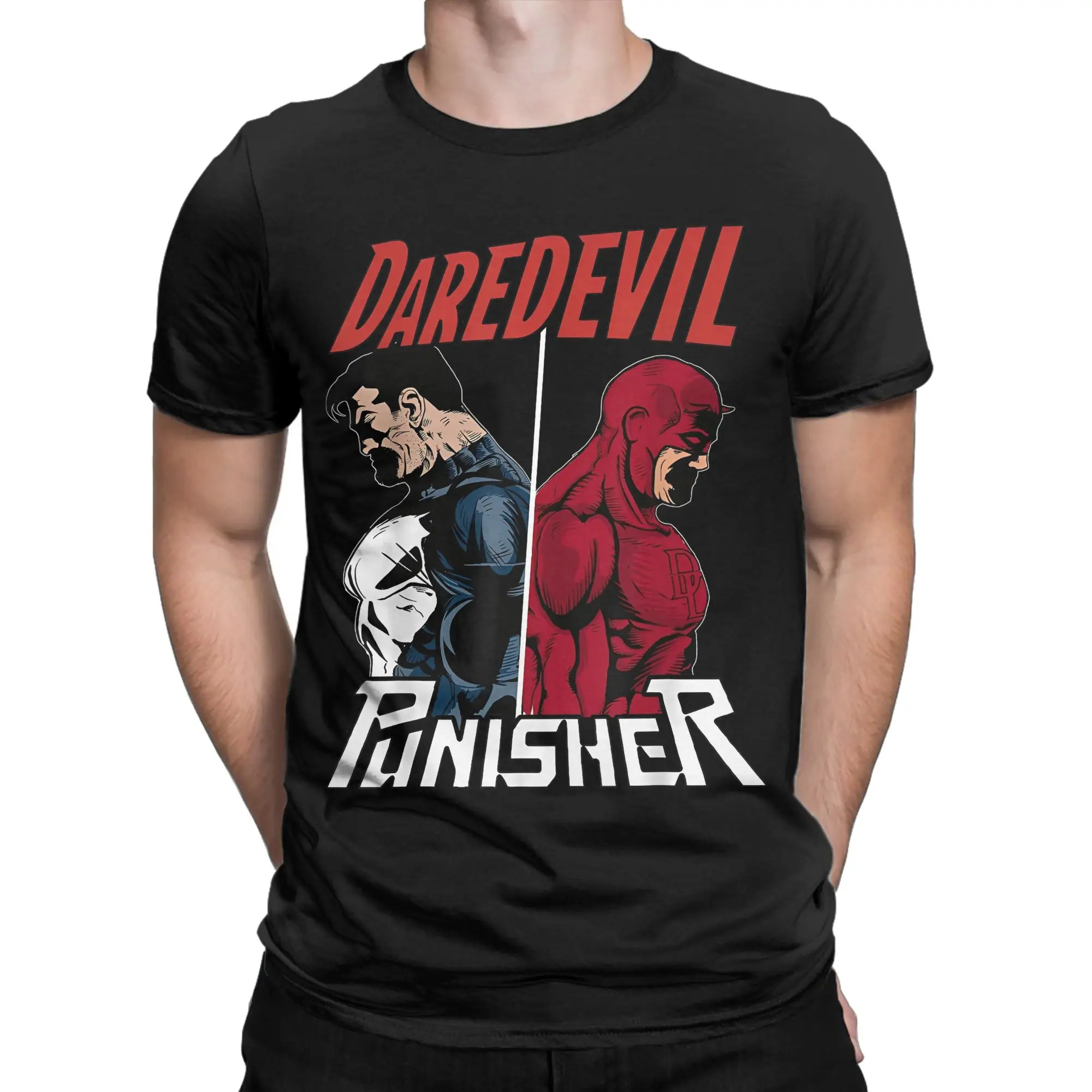 Daredevil The Punisher Only One Way T-Shirts for Men Women  Funny Pure Cotton Tee Shirt Short Sleeve T Shirts Plus Size Clothes