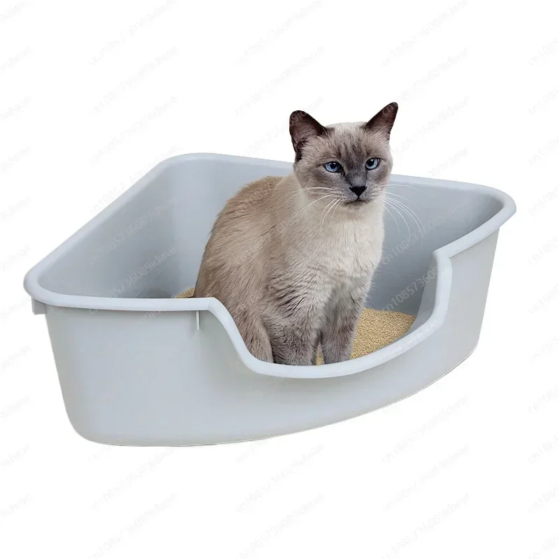 Large open plastic triangle cat litter box bathtub corner cat toilet