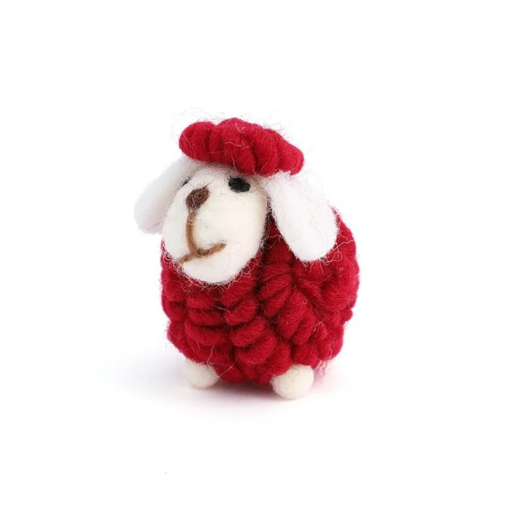 New Wool Felt Christmas Sheep Figurine Nordic Style Soft Cartoon Sheep Doll Christmas Decoration Lamb Ornament Home Decor
