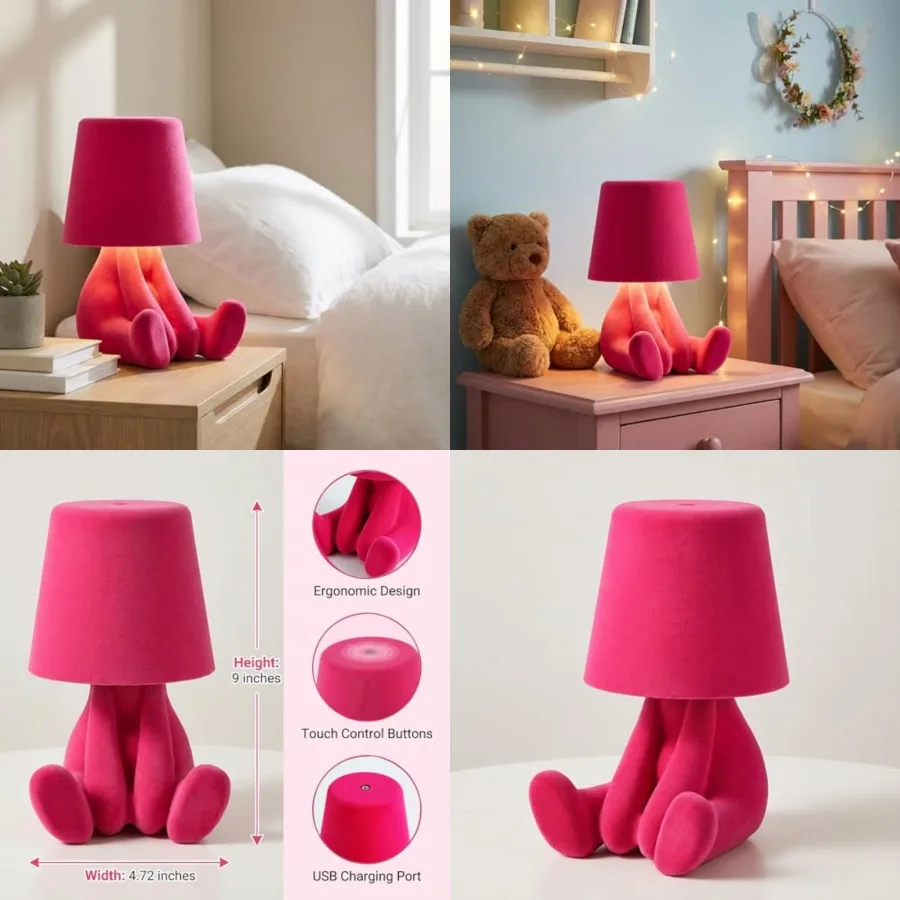 

Bedside Touch Control Table Lamp, Golden Decor Thinker Statue LED Table Lamp with USB Port, 3 Way Dimmable Modern Night Light N