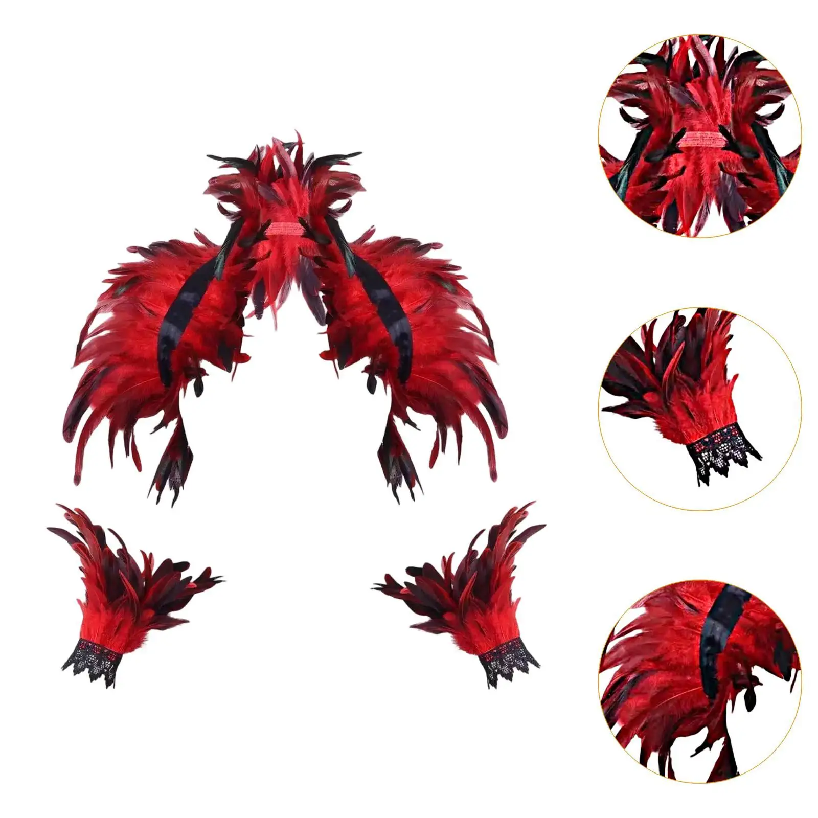 Witch Feather Shawl Lightweight Novelty Wristband Dressing up Feather Wrist Cuff for Photo Props Stage Performance Dance Party