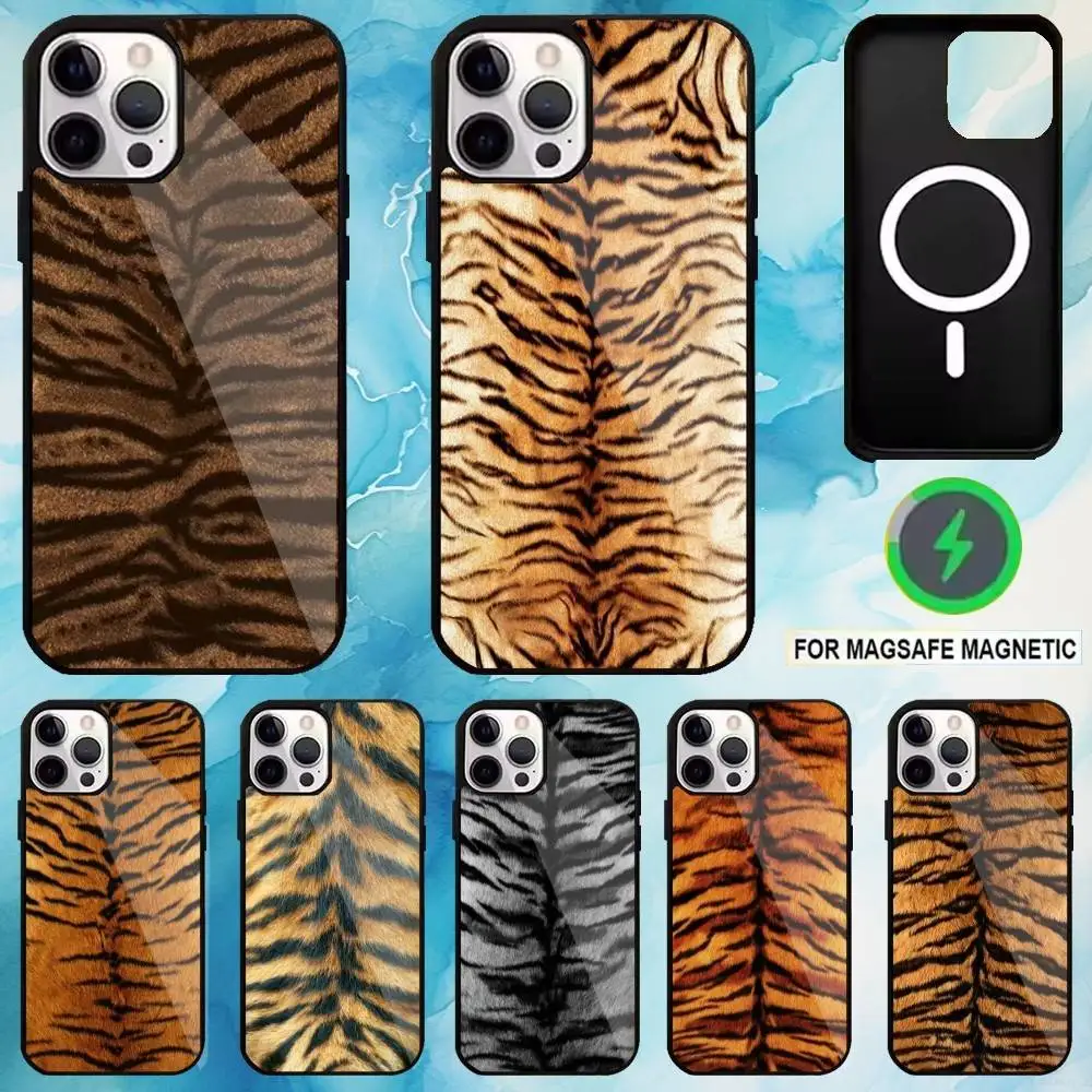 

Tiger Skin Phone Case For iPhone17,16,15,14,13,12,11 Plus,Pro Max Magnetic For Magsafe Wireless Charging