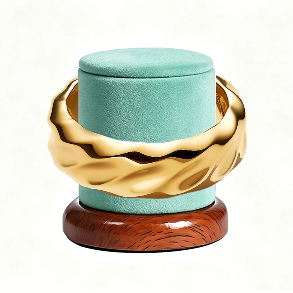 New 925 Silver Organic Style Double Color Double Loop Ripple Wrapped Crown Ring Fashionable DIY Charm Exquisite Jewelry