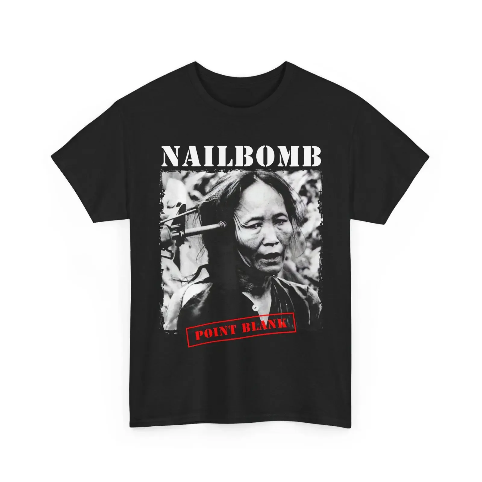 Nailbomb point blank T Shirt industrial metal bootleg heavy cotton tee vintage Washed streetwear Unisex Breathable Versatile