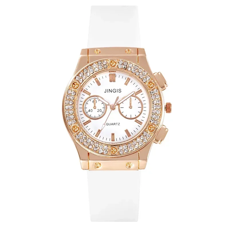 Luxury Fashion Women Silicone Watches High End Double Diamond Scale Dial Ladies Quartz Wristwatches Casual Watch Reloj Mujer