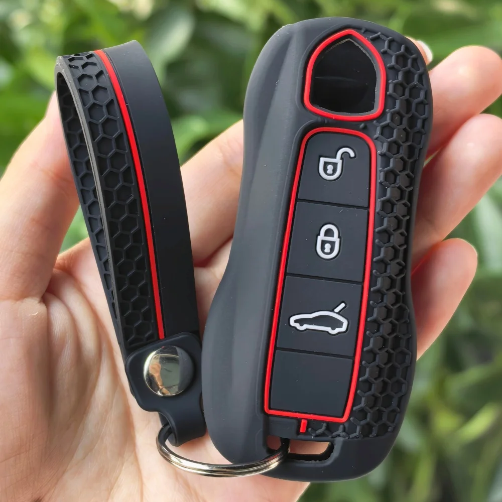 Car Keychain Holder For Porsche Cayenne Panamera 911 992 Series 2017-2025 Key Case Fob Covers Set