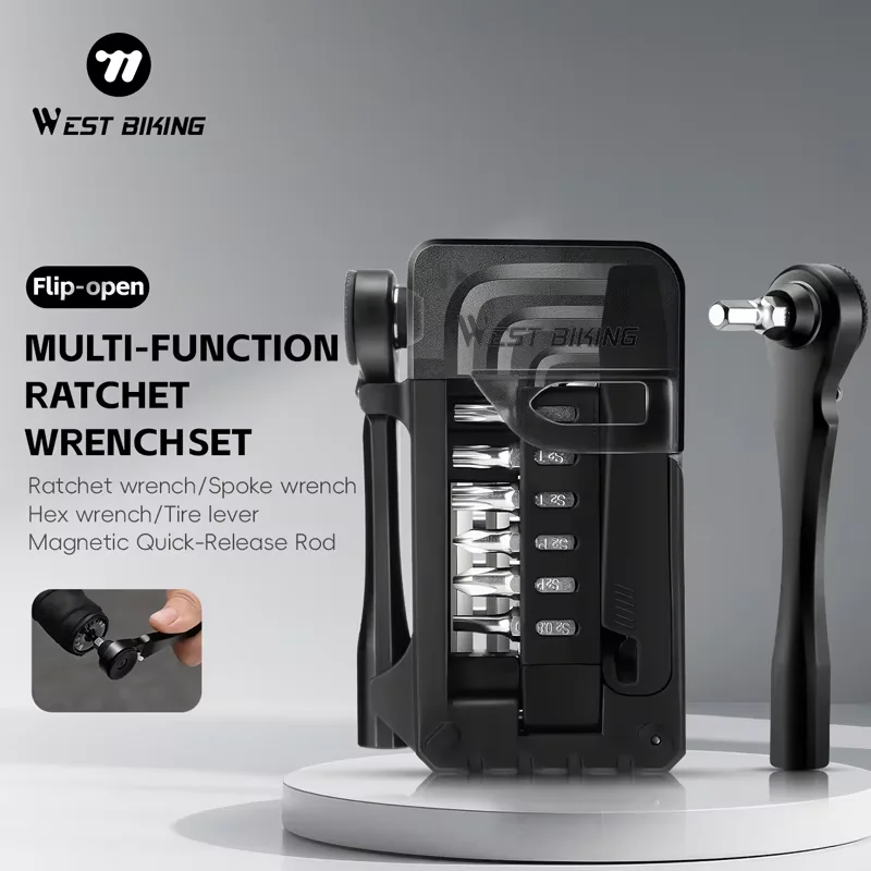 

WEST BIKING Bicycle Ratchet Wrench Set Portable Allen Wrench Bike Repair Tool Tire Lever Screwdriver Spanner Maintenance Tools