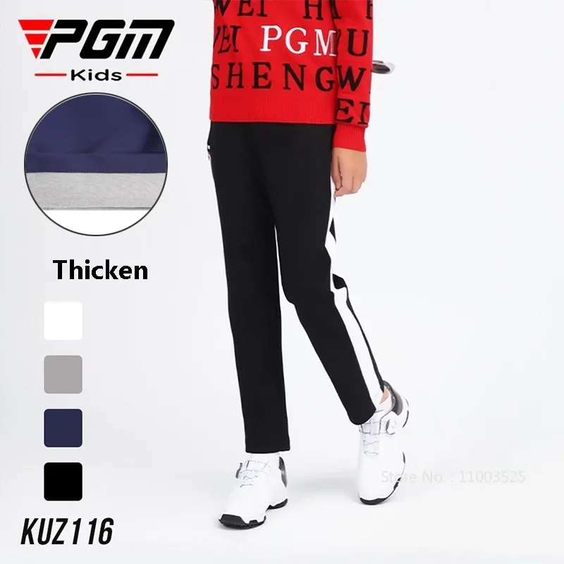 

PGM Boys Thicken Golf Long Trousers Kids Patchwork Soft Long Pants Children Warm Elastic Workout Pants Autumn Golf Sweatpants