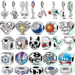 Halloween 925 Sterling Silver original animals kitty&shoes heart charm Fit 3mm 925 Bracelet necklace bead for jewelry making