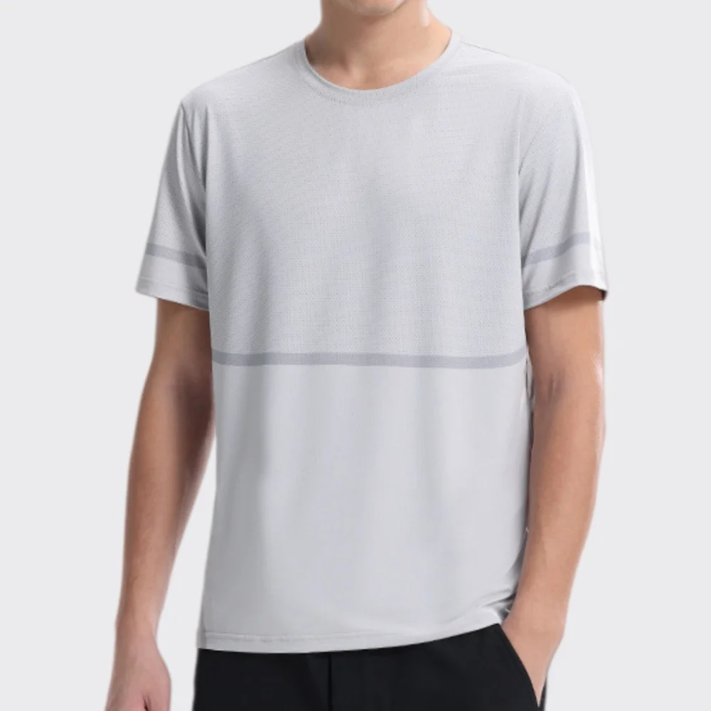 Summer Men's Running T-shirt Short Sleeve Sportswear Men Ice Silk Top Quick Dry Workout Tee Breathable Fitness Sports Sweatshirt
