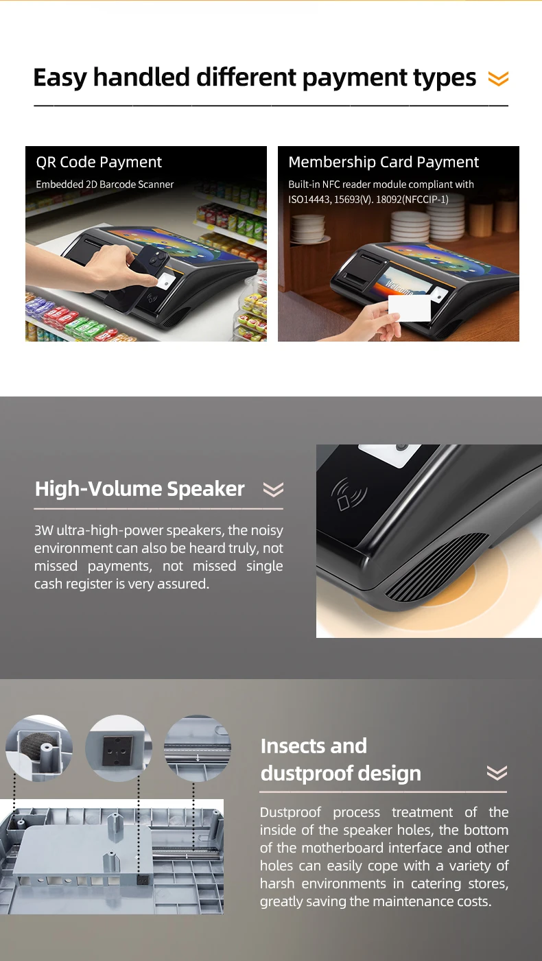 D3-Mini Smart Android POS Terminal Compact Thermal Printer for Catering Restaurants and Stores with NFC SDK 4+64GB