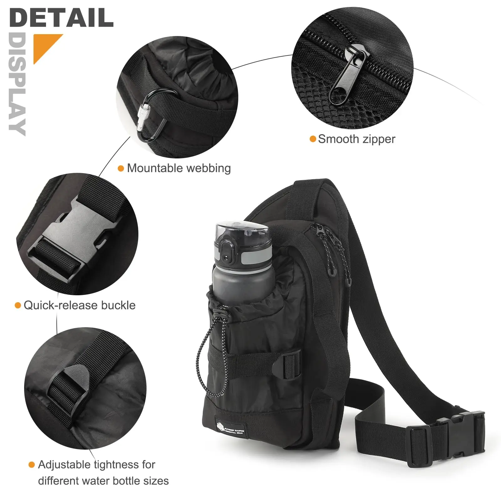 OCEGEAR Waist Pack with Water Bottle Holder for Men Women Chest Bag Running Waterproof for Outdoor Travel Cycling Climbing
