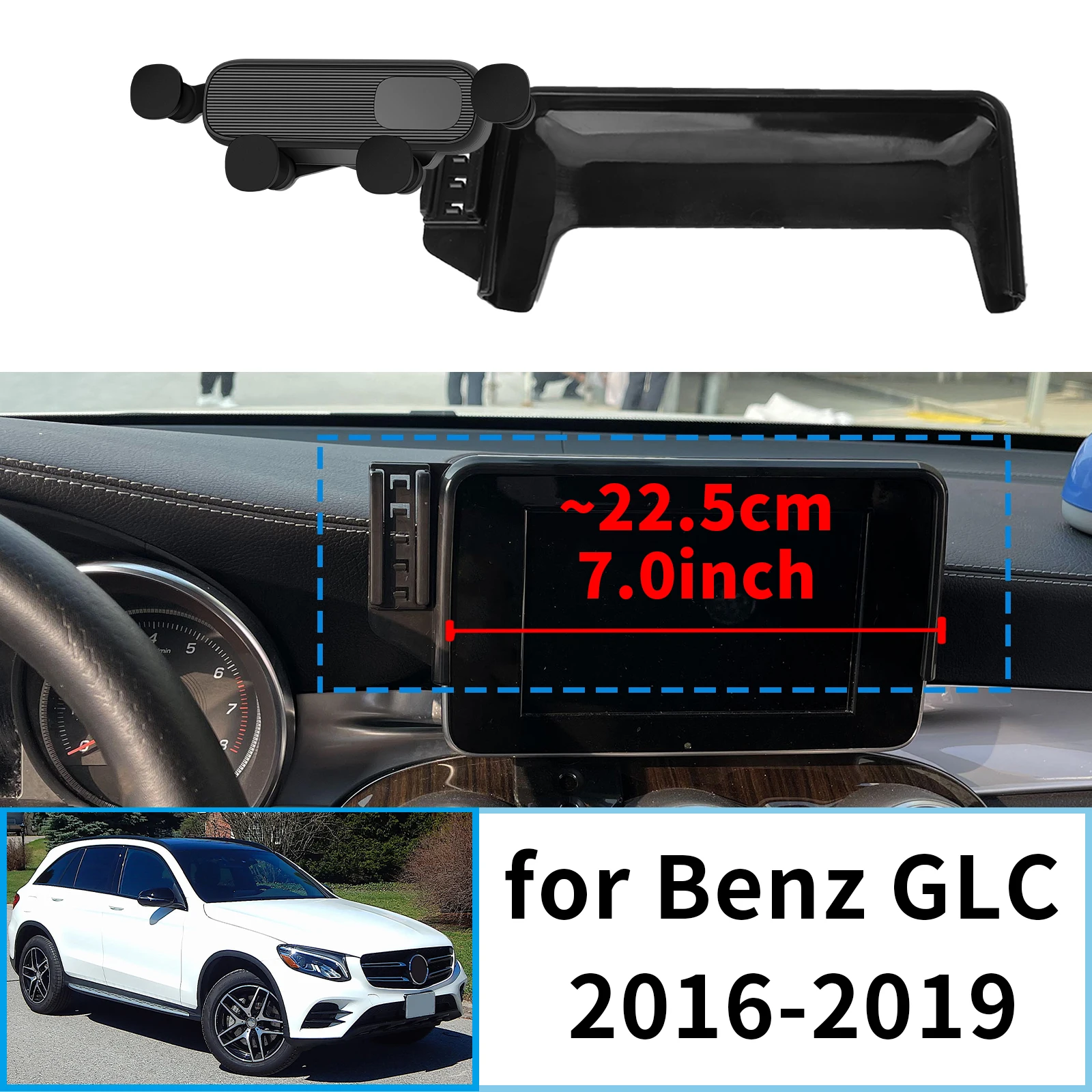 

fit for Mercedes-Benz GLC 2016-2019 (7.0in) X253 C253 Stable Clip-On Phone Holder​​ Mount Screen Base No Vibration​ accessoires