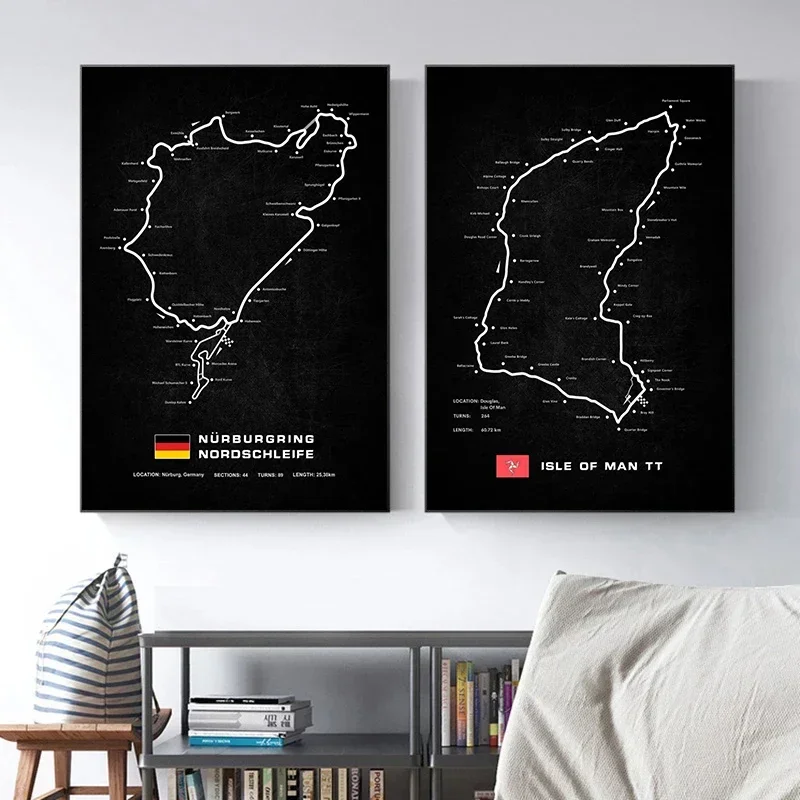 Classic Abstract Wall Art Nürburgring Race Track Complete Oil Painting Canvas Print Poster Home Living Room Bedroom Decoration