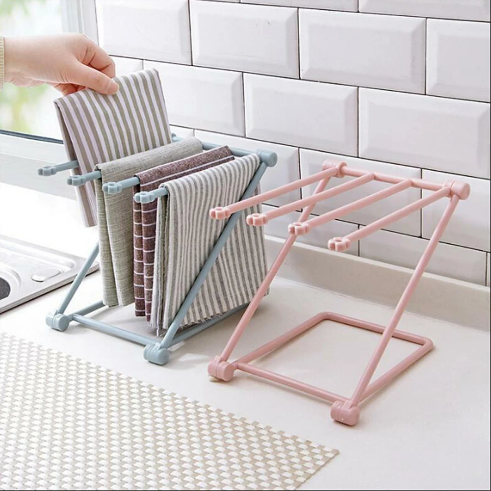 Kitchen Rack Sink Storage Rag Rack Vertical Countertop Water Cup Towel Storage Rack Folding Tool