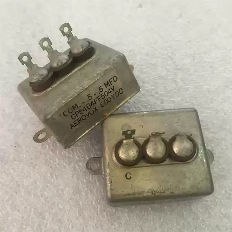 Antique AEROVOX 0.5UF+0.5UF Generation 0.47UF 600V Copper Shell Double Gallbladder Oil Immersion Capacitor