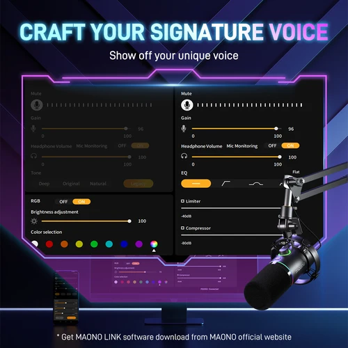 Imagen 2 del producto Maono XLR \ micrófono dinámico USB para grabación de juegos Streaming Youtube micrófono de Metal con Software perilla de ganancia de grifo a silencio PD200X