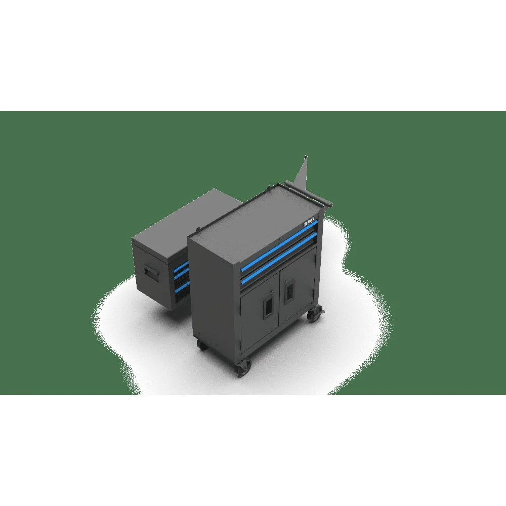 24 Inch Steel Tool Chest Combo with Built-In Power Strip Heavy Duty 400 lb Capacity Smooth Drawer Operation Ample Storage