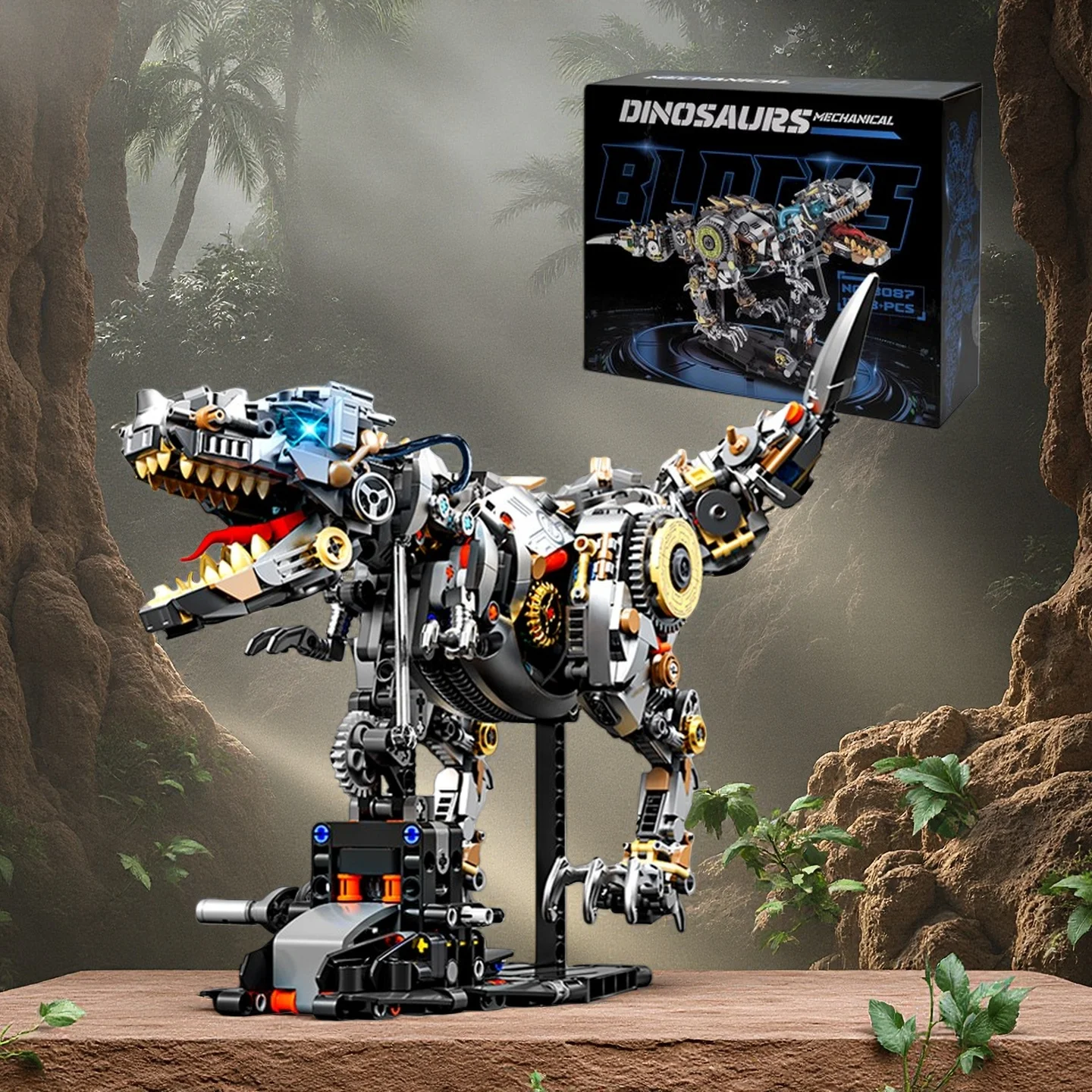 

Mechanical Jurassic Dinosaur Building Blocks Brick Tyrannosaurus Rex Creative Animal Model Birthday Halloween Christmas Gifts