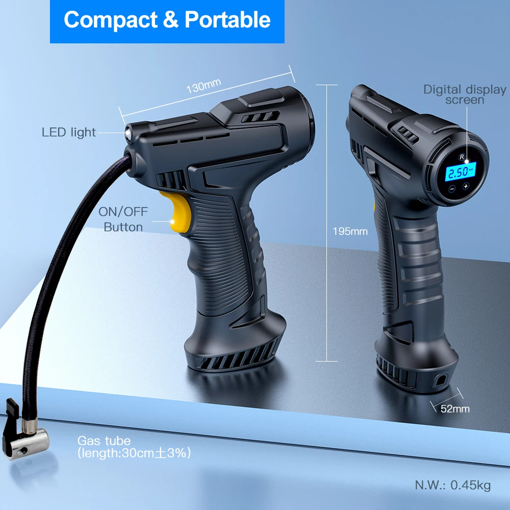 150PSI 120W Portable Digital Rechargeable Electric Air Pump ABS Automatic Car Compressor Wireless Tire Inflator Monitor - view 2