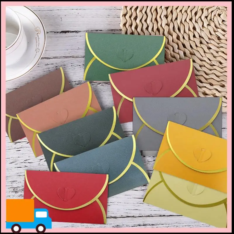 50Pcs Gift Card Envelopes With Love Buckle Business High-End Envelope For Note Cards, Wedding Wine Red