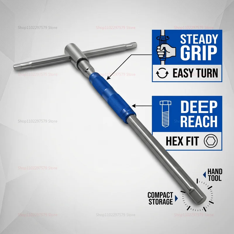 T Handle Extension Rod Hex Allen Wrench for Key Spanner Universal T-TypeSocket Repair Sleeve Wrench Automotive Garage Tool