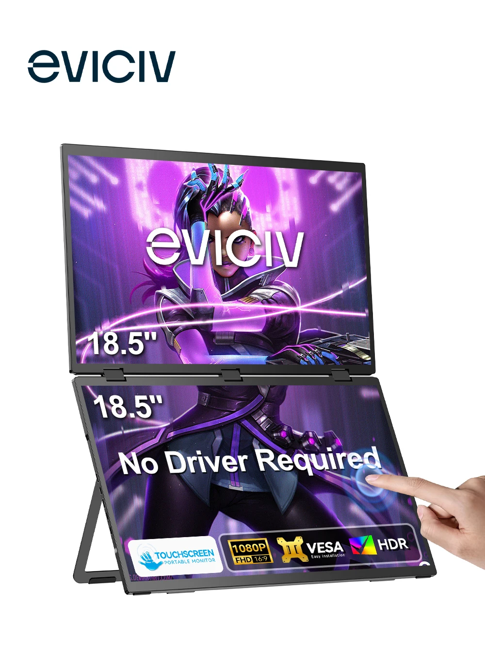 EVICIV 18.5インチ タッチスクリーン ポータブルモニター 100Hz 1080P