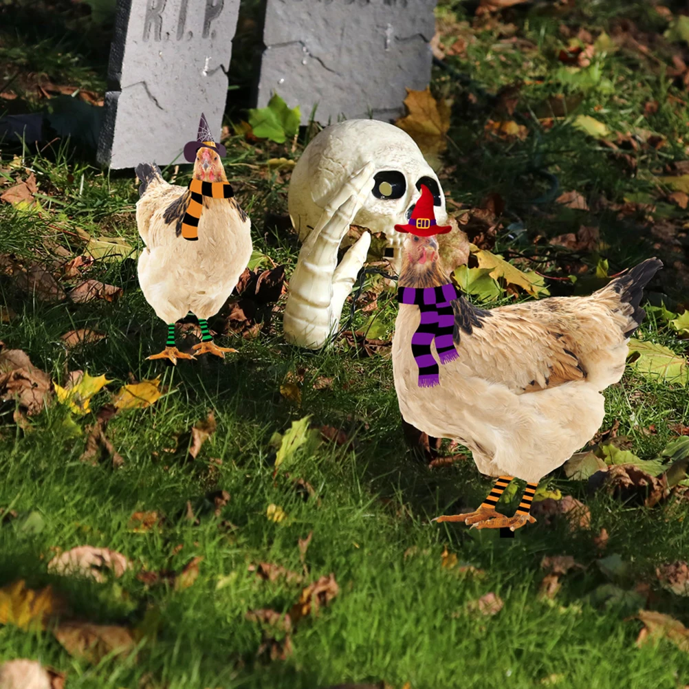 

2pcs Acrylic Chicken Stakes Halloween Yard Decor Detachable Reusable Animal Insert Outdoor Lawn Ornaments Garden Adornment