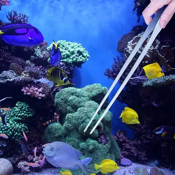 수족관 트위저 스트레이트 엘보 산호 물 잔디 클립, 애완 동물 새우 암초 트위저 어항 청소 도구, 수족관 액세서리