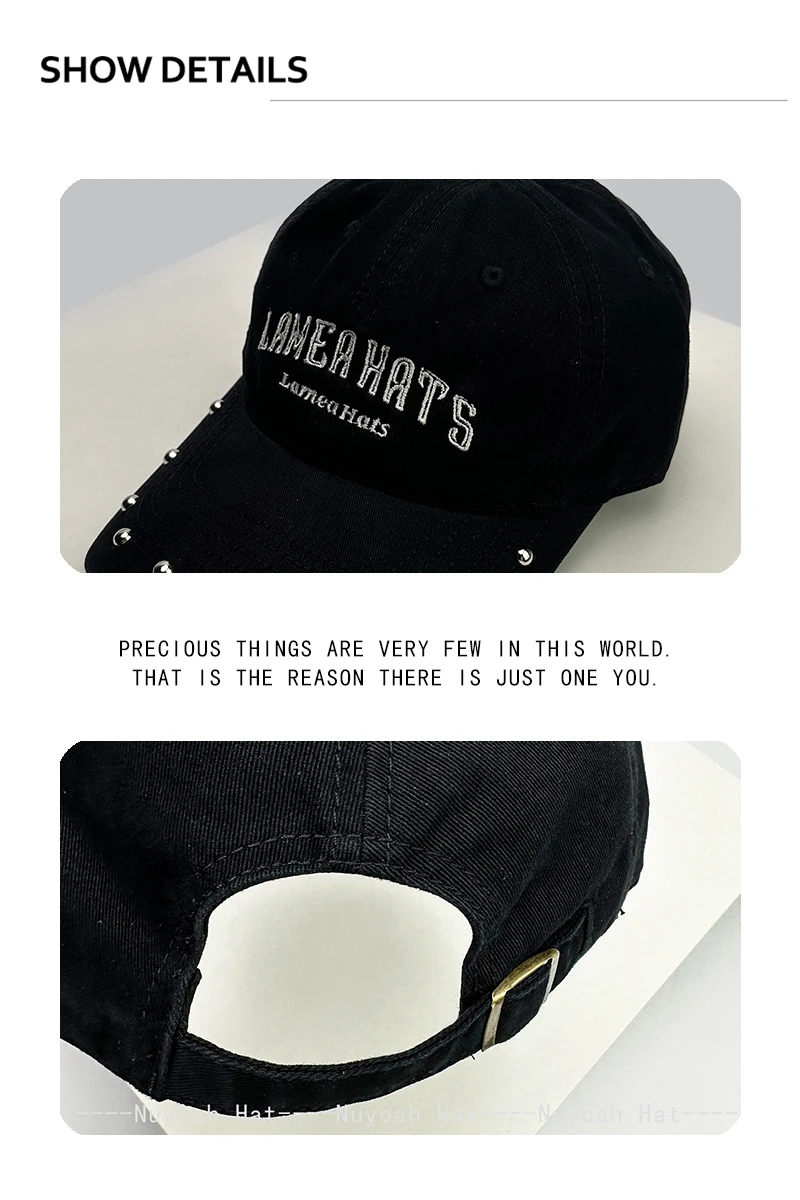 Neue Herren- und Damen-Baseballkappen im amerikanischen Retro-Stil mit Nieten und gestickten Buchstaben, Sonnenschutz, vielseitige Streetwear-Schirmmützen, modisch und angesagt – Detail 3