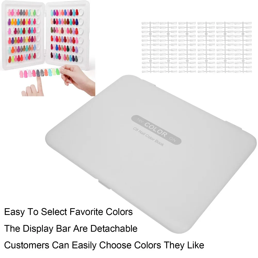 Detachable Nail Gel Polish Display Book Plastic Transparent Replacement Nails Nail Swatch Book No Need Glue