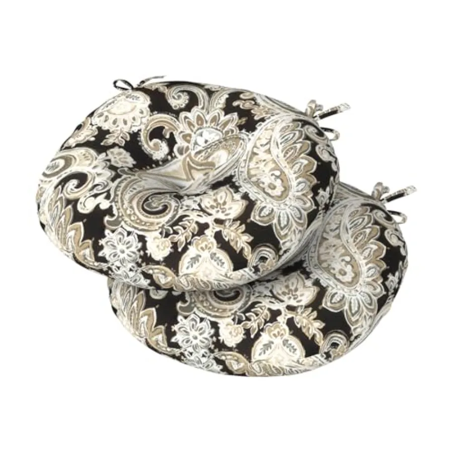 

Комплект из 2 круглых подушек для уличных стульев 38x38x10 см с завязками, водоотталкивающие, с тафтингом, для бистро-стульев, толстые подушки для сидений для патио